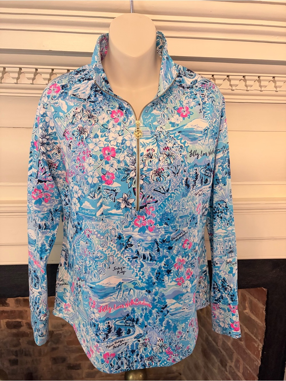 Lilly Pulitzer Skipper Popover Lilly Loves North Carolina Quarter Zip Sz Small
